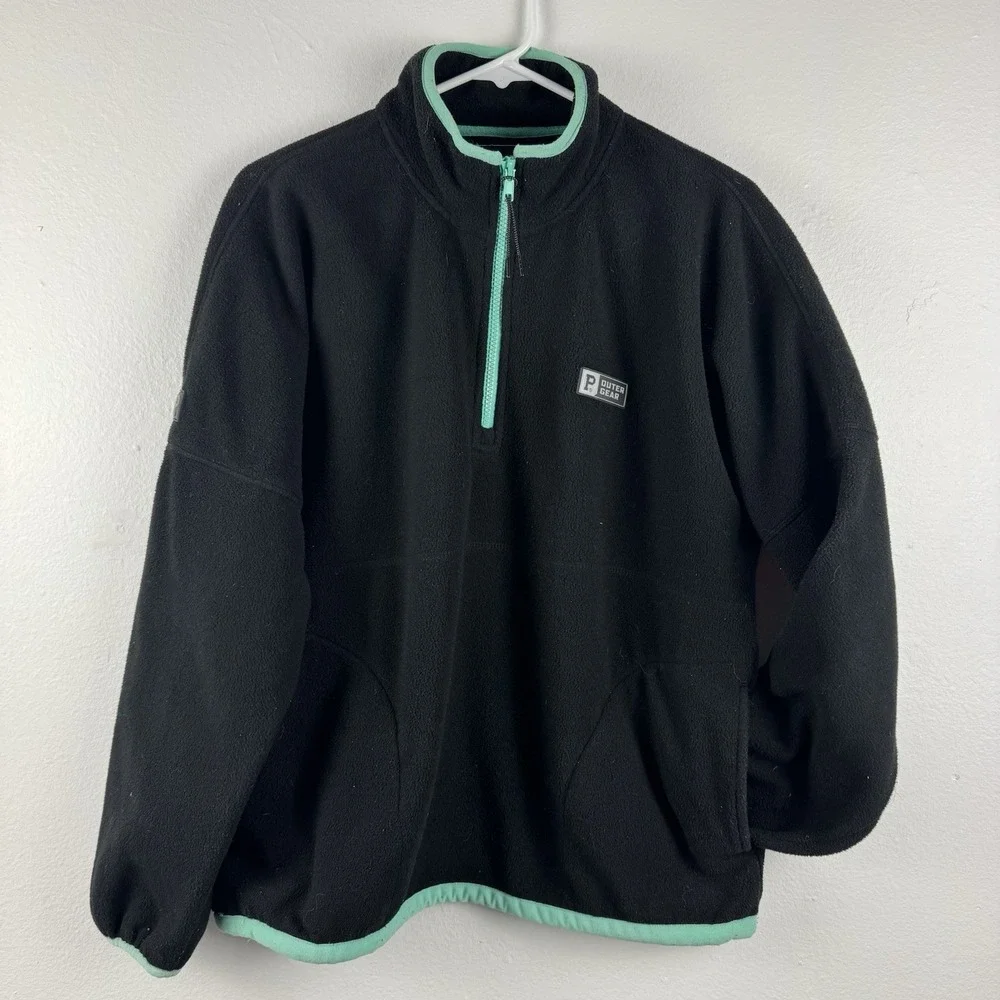 PORTLAND GEAR Outer Gear Mens 1/4‎ ZIP Fleece pullover sweater BLACK - S